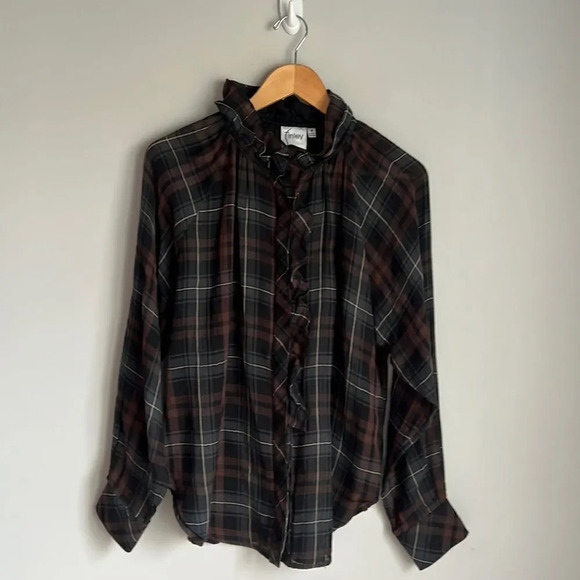 Finley Tops - Finley plaid cotton long sleeve button down shirt